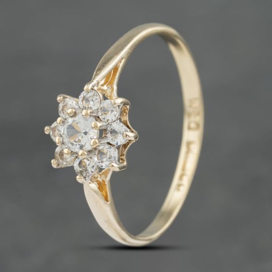 Second Hand 9ct Yellow Gold Cubic Zirconia Cluster Ring 41102791