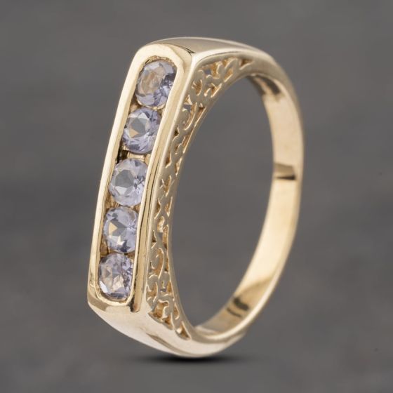 Second Hand 9ct Yellow Gold Glass Half Eternity Ring 41102850