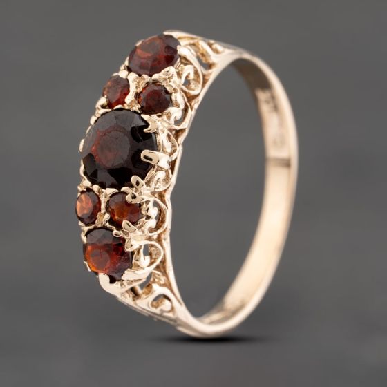Second Hand 9ct Yellow Gold Garnet Dress Ring 41102904