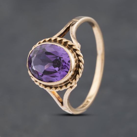 Second Hand 9ct Yellow Gold Colour Change Synthetic Sapphire Dress Ring 41102923