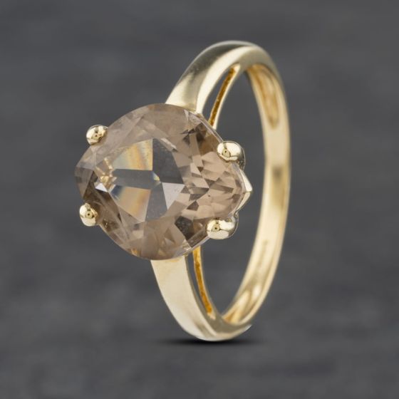 Second Hand 9ct Yellow Gold Smokey Quartz Dress Ring 41102993