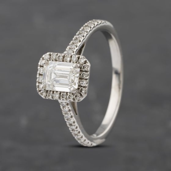 Second Hand Platinum Certificated Emerald Cut Labgrown Diamond Cluster Ring 41103003