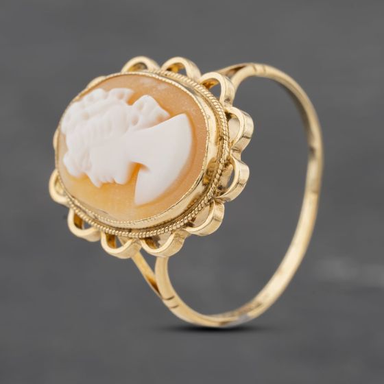 Second Hand Vintage 9ct Yellow Gold Cameo Dress Ring 41103017