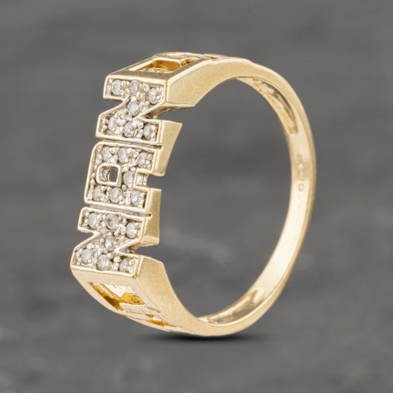 Second Hand 9ct Yellow Gold Cubic Zirconia Nan Signet Ring 41103087