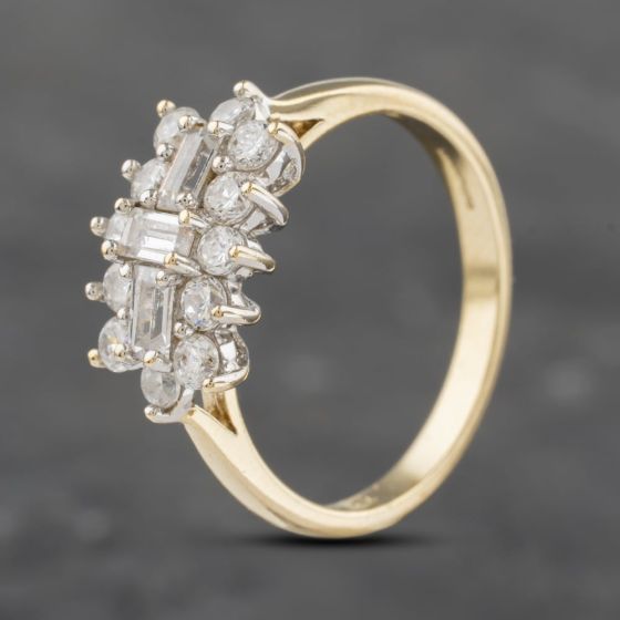 Second Hand 9ct Yellow Gold Cubic Zirconia Cluster Ring 41103156