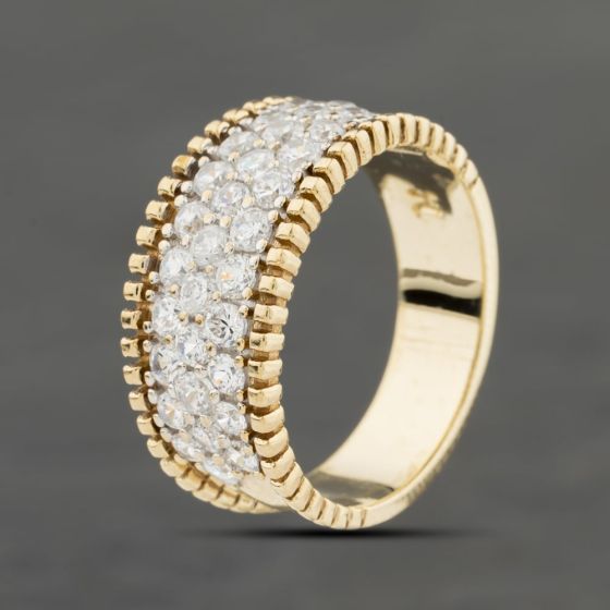Second Hand 9ct Yellow Gold Cubic Zirconia Pave Set Band Ring 41103233
