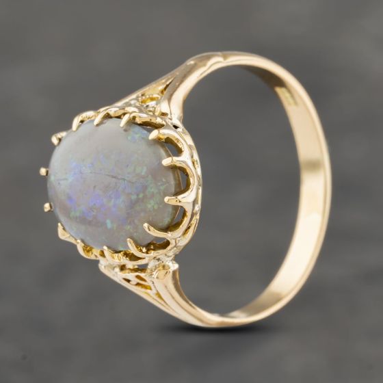 Second Hand Vintage Yellow Gold Opal Oval Dress Ring 41103259