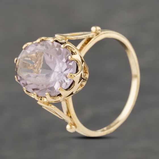 Second Hand 9ct Yellow Gold Amethyst Oval Dress Ring 41103267