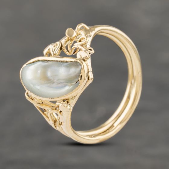 Second Hand 9ct Yellow Gold Baroque Pearl Fancy Dress Ring 41103272