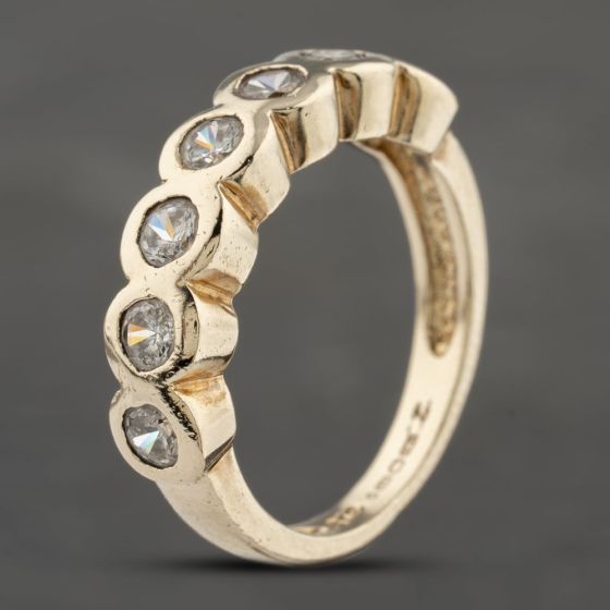 Second Hand 9ct Yellow Gold Cubic Zirconia Rubover Set Half Eternity Ring 41103303