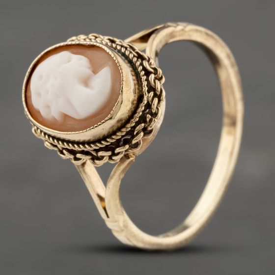 Second Hand 9ct Yellow Gold Cameo Oval Dress Ring 41103308