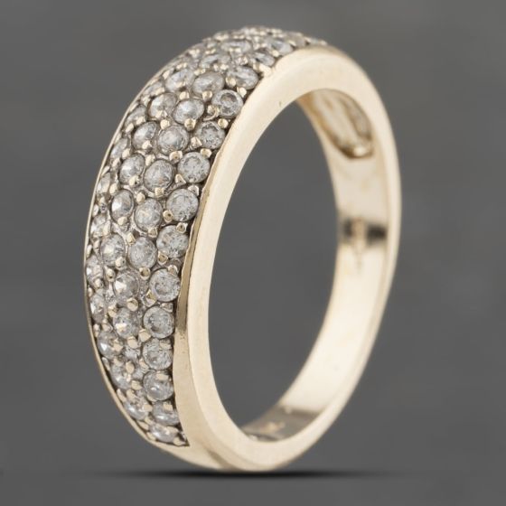 Second Hand 9ct Yellow Gold Cubic Zirconia Pave Set Band Ring 41103334