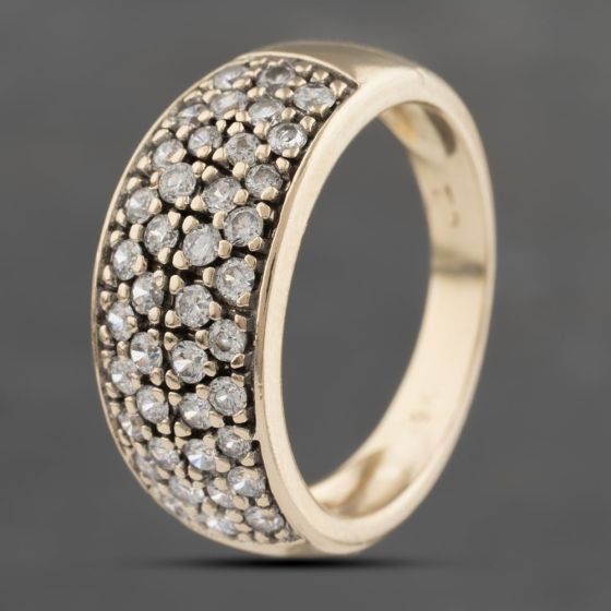 Second Hand 9ct Yellow Gold Cubic Zirconia Pave Set Band Ring 41103335