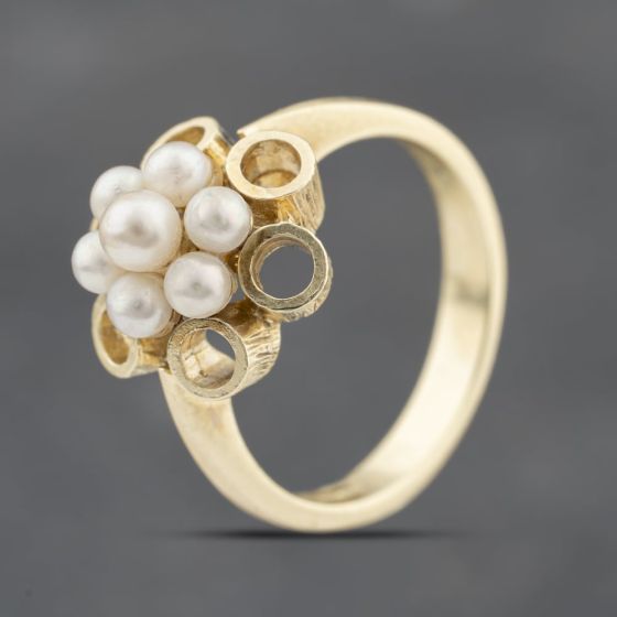 Second Hand 14ct Yellow Gold Cultured Pearl Cluster Ring 41103357