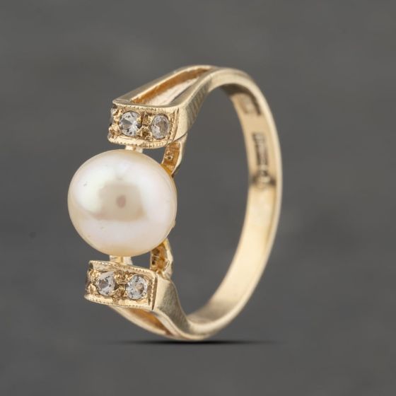 Second Hand 9ct Yellow Gold Cultured Pearl Dress Ring 41103424