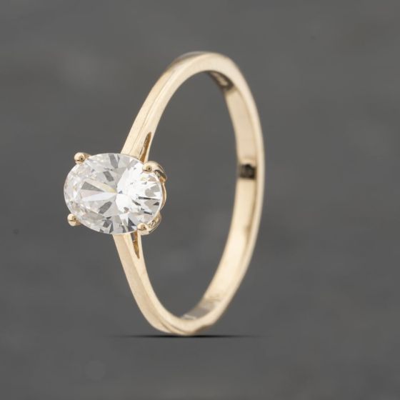 Second Hand 9ct Yellow Gold Cubic Zirconia Solitaire Ring 41103433