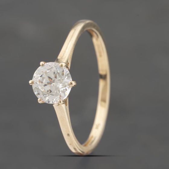 Second Hand 9ct Yellow Gold Cubic Zirconia Solitaire Ring 41103434