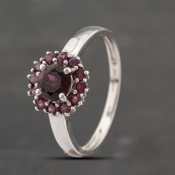 Second Hand 9ct White Gold Tourmaline Round Cluster Ring 41103454