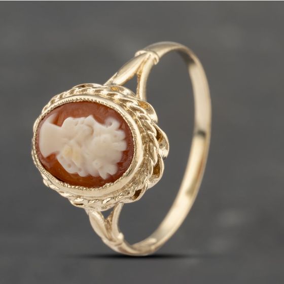 Second Hand 9ct Yellow Gold Cameo Oval Dress Ring 41103455