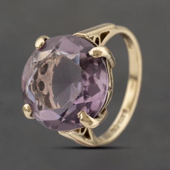 Second Hand 9ct Yellow Gold Amethyst Large Round Dress Ring 41103458
