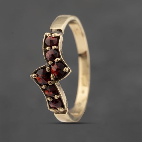 Second Hand 9ct Yellow Gold Garnet Crossover Ring 41103477