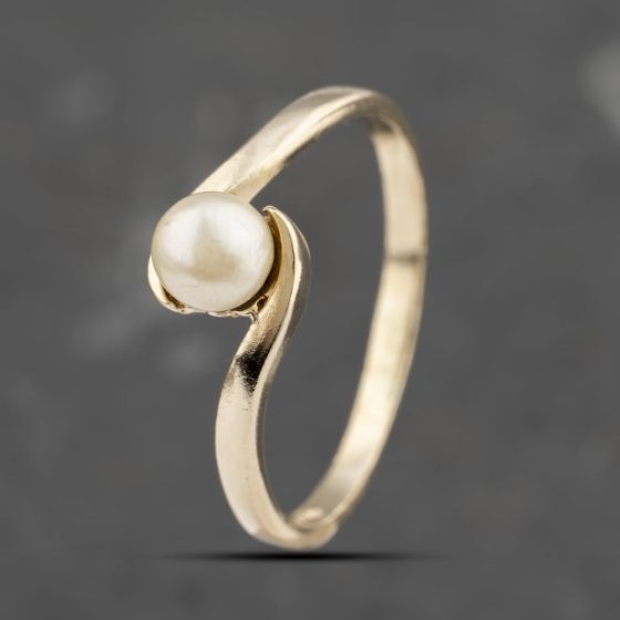 Second Hand 9ct Yellow Gold Cultured Pearl Twist Dress Ring 41103510