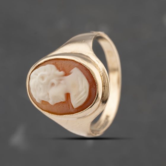 Second Hand 9ct Yellow Gold Cameo Oval Dress Ring 41103529