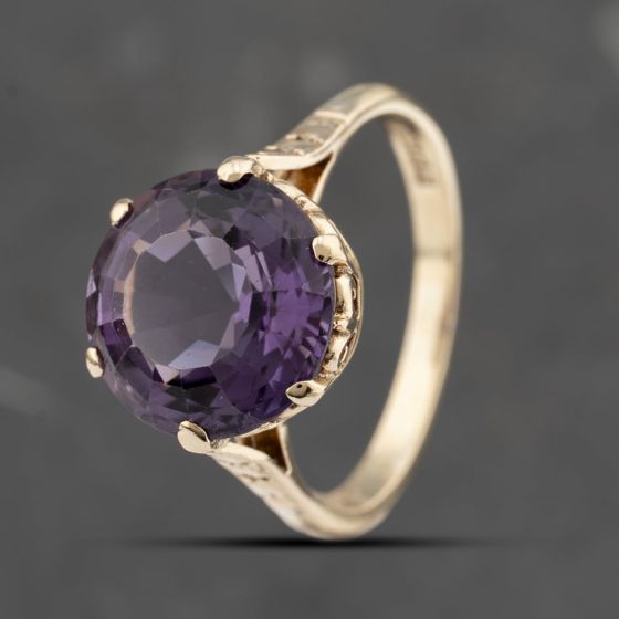 Second Hand 9ct Yellow Gold Amethyst Large Round Dress Ring 41103530