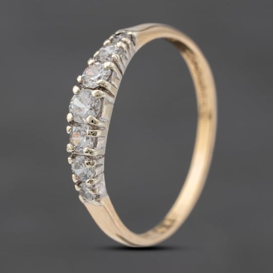 Second Hand 9ct Yellow Gold Cubic Zirconia Half Eternity Ring 41103561