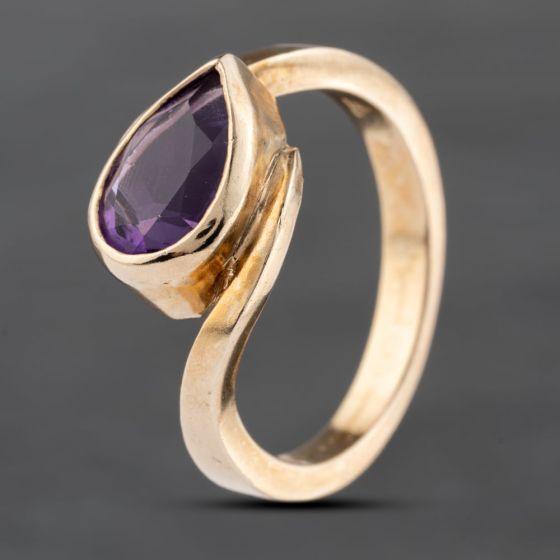 Second Hand 9ct Yellow Gold Amethyst Dress Ring 41103572