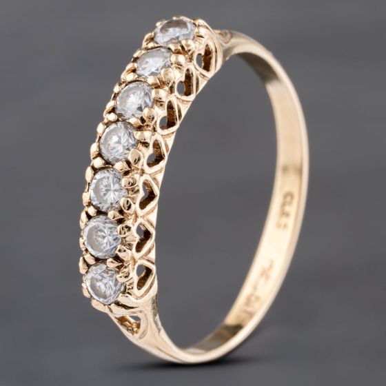 Second Hand 9ct Yellow Gold Cubic Zirconia Half Eternity Ring 41103582