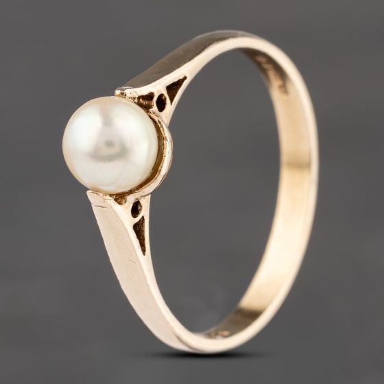 Second Hand 9ct Yellow Gold Tension Set Cultured Pearl Dress Ring 41103593