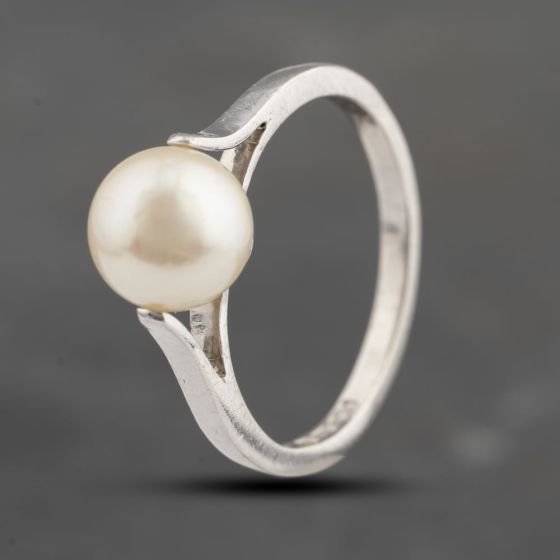 Second Hand Vintage 9ct White Gold Cultured Pearl Dress Ring 41103623