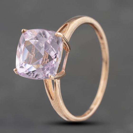 Second Hand 9ct Rose Gold Amethyst Square Gemstone Ring 41103630