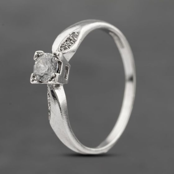 Second Hand 9ct White Gold Cubic Zirconia Solitaire Ring 41103642