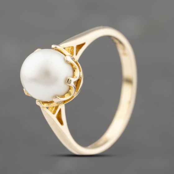 Second Hand 9ct Yellow Gold Cultured Pearl Single Dress Ring 41103668