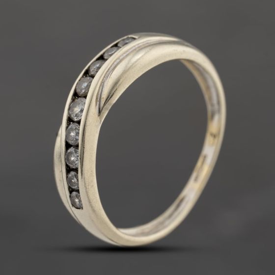 Second Hand 9ct White Gold Cubic Zirconia Channel Set Crossover Half Eternity Ring 41103711