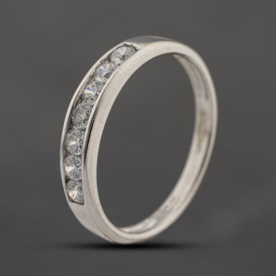 Second Hand 9ct White Gold Cubic Zirconia Channel Set Half Eternity Ring 41103712