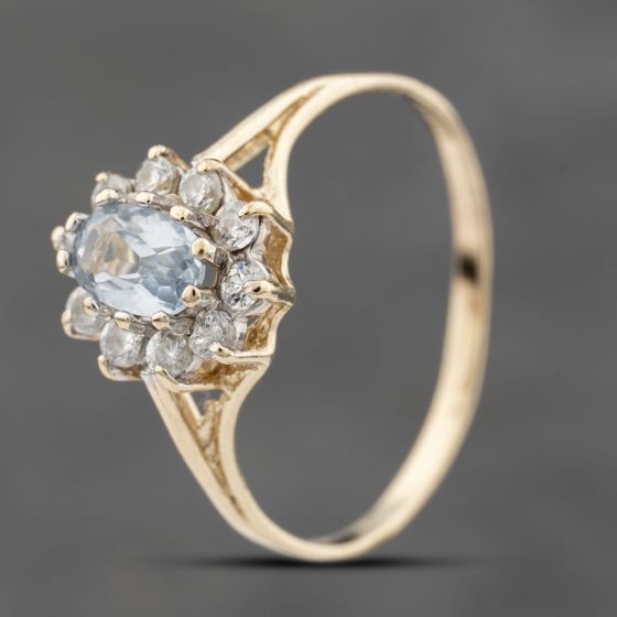 Second Hand 9ct Yellow Gold White Spinel & Cubic Zirconia Cluster Ring 41103793