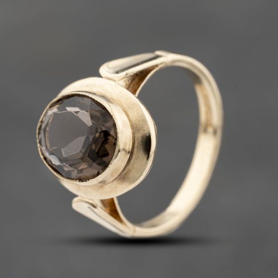Second Hand 9ct Yellow Gold Smokey Quartz Oval Dress Ring 41103813
