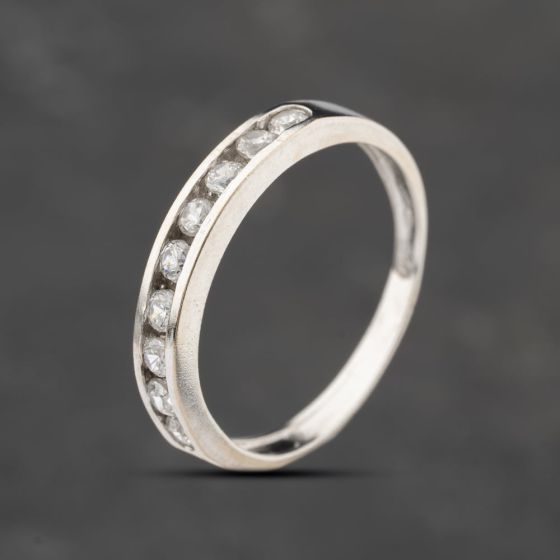 Second Hand White Gold Cubic Zirconia Channel Set Half Eternity Ring 41103830
