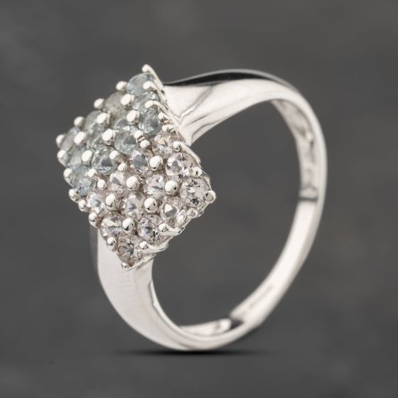 Second Hand White Gold Cubic Zirconia Double Grid Dress Ring 41103835