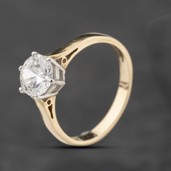 Second Hand 14ct Yellow Gold Cubic Zirconia Six Claw Solitaire Ring 41103836