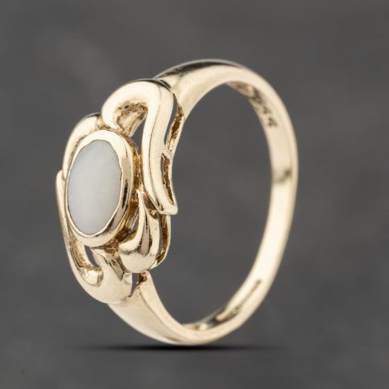 Second Hand 9ct Yellow Gold Opal Oval Dress Ring 41103841