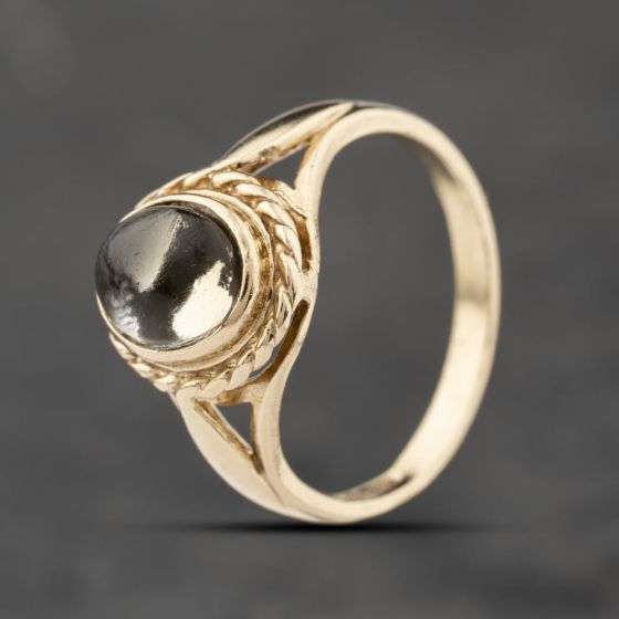 Second Hand 9ct Yellow Gold Smoky Quartz Cabachon Dress Ring 41103854