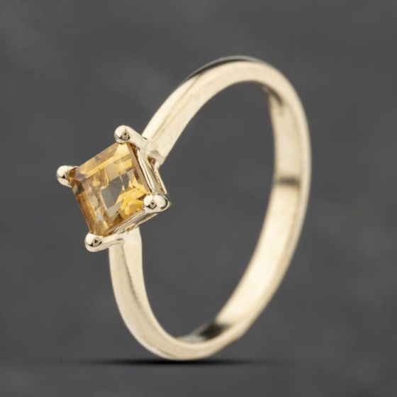 Second Hand 9ct Yellow Gold Citrine Square Dress Ring 41103857