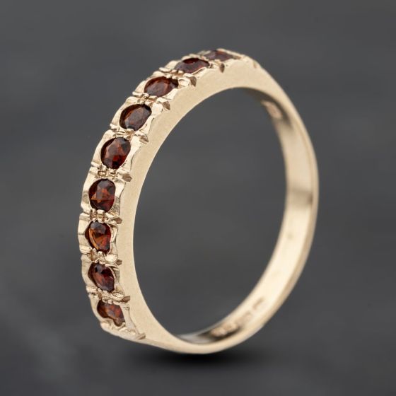 Second Hand 9ct Yellow Gold Garnet Half Eternity Ring 41103901