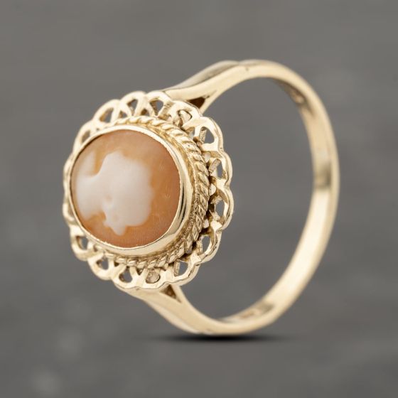 Second Hand 9ct Yellow Gold Cameo Fancy Edge Dress Ring 41103917