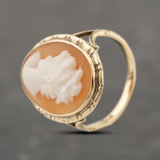 Second Hand Vintage Yellow Gold Cameo Oval Dress Ring 41103919