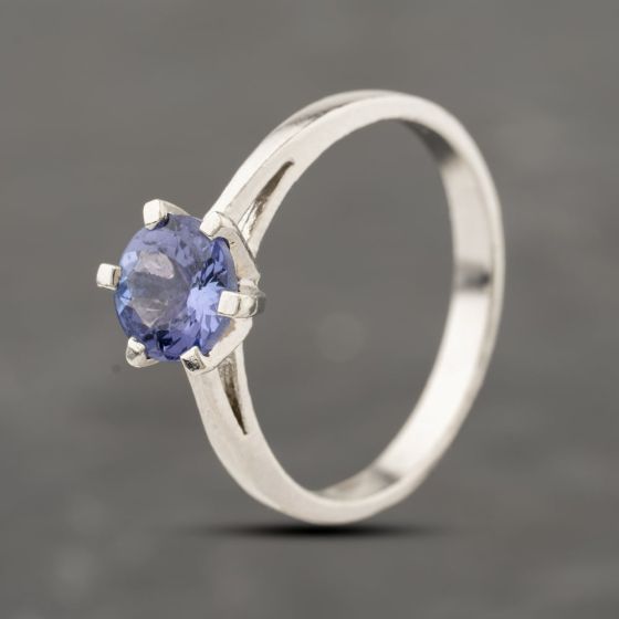 Second Hand 9ct White Gold Tanzanite Six Claw Dress Ring 41103925